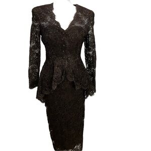 Gorgeous John Anthony Brown Lace Dress With Jacket Size Small